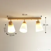 HOMCOM Candelabru de Tavan cu 3 Puncte de Lumină Reglabile la 90° și Dulii E27, Culoare Lemn