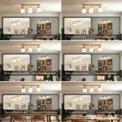 HOMCOM Candelabru de Tavan cu 3 Puncte de Lumină Reglabile la 90° și Dulii E27, Culoare Lemn