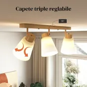 HOMCOM Candelabru de tavan cu 3 puncte de lumină reglabile la 90° și socluri E27, culoare lemn | Aosom Romania 