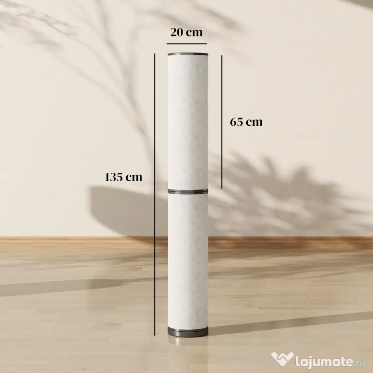 HOMCOM Lampă de Podea cu Telecomandă și Reglaj Temperatură 3000-6000K, Abajur din Material Textil, Ø20x135 cm, Bej | Aosom Romania
