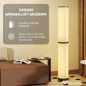 HOMCOM Lampă de Podea cu Telecomandă și Reglaj Temperatură 3000-6000K, Abajur din Material Textil, Ø20x135 cm, Bej | Aosom Romania 