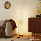 HOMCOM Lampă de Podea cu Telecomandă și Reglaj Temperatură 3000-6000K, Abajur din Material Textil, Ø20x135 cm, Bej | Aosom Romania 