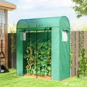Outsunny Sera de Balcon cu Ușă și Ferestre Rulante, Sera pentru Grădină cu Structură din Oțel și Acoperiș PE, pentru Plante, Legume, Flori, Fructe, Anti UV, 170x68x200 cm, Verde | Aosom Romania