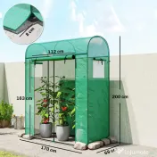 Outsunny Sera de Balcon cu Ușă și Ferestre Rulante, Sera pentru Grădină cu Structură din Oțel și Acoperiș PE, pentru Plante, Legume, Flori, Fructe, Anti UV, 170x68x200 cm, Verde | Aosom Romania