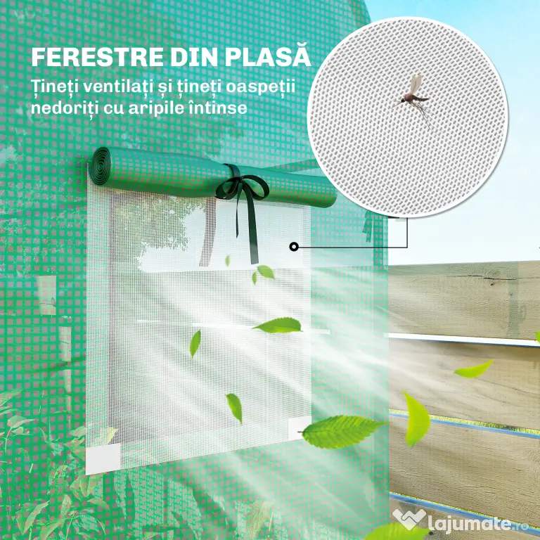 Outsunny Sera de Balcon cu Ușă și Ferestre Rulante, Sera pentru Grădină cu Structură din Oțel și Acoperiș PE, pentru Plante, Legume, Flori, Fructe, Anti UV, 170x68x200 cm, Verde | Aosom Romania