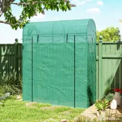 Outsunny Sera de Balcon cu Ușă și Ferestre Rulante, Sera pentru Grădină cu Structură din Oțel și Acoperiș PE, pentru Plante, Legume, Flori, Fructe, Anti UV, 170x68x200 cm, Verde | Aosom Romania