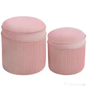 HOMCOM Set 2 Otomane cu Depozitare, Tapițate cu Catifea, Roz, Capac Detașabil | Aosom Romania 