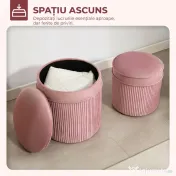 HOMCOM Set 2 Otomane cu Depozitare, Tapițate cu Catifea, Roz, Capac Detașabil | Aosom Romania 