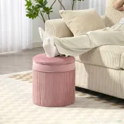 HOMCOM Set 2 Otomane cu Depozitare, Tapițate cu Catifea, Roz, Capac Detașabil | Aosom Romania 