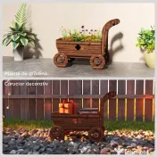 Outsunny Strat Înălțat pentru Grădină în Formă de Cărucior cu 4 Roți și Mâner, Ghiveci din Lemn de Molid cu Găuri de Drenaj, pentru Balcon, Terasă, 68x38x52 cm, Finisaj Carbonizat | Aosom Romania 