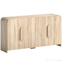 HOMCOM Comodă de Bucătărie cu 2 Dulapuri, Uși Soft-Close și Rafturi Reglabile, 157x39x82 cm, Lemn Natural