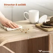 HOMCOM Comodă pentru Bucătărie, Mobilă cu Uși Soft-Close, Colțuri Rotunjite, Rafturi Reglabile, Stil Modern, Comodă pentru Living, Sufragerie, 157,4x39x82cm, Lemn Natural | Aosom Romania 