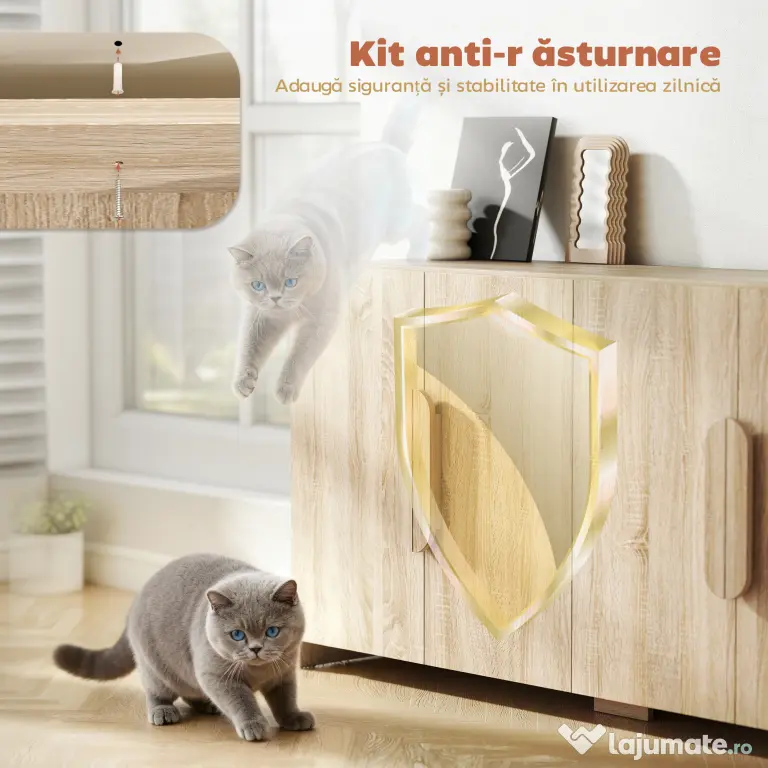 HOMCOM Comodă pentru Bucătărie, Mobilă cu Uși Soft-Close, Colțuri Rotunjite, Rafturi Reglabile, Stil Modern, Comodă pentru Living, Sufragerie, 157,4x39x82cm, Lemn Natural | Aosom Romania