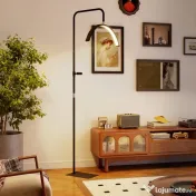 HOMCOM Lampă de Podea LED cu Cap Semilună, Înălțime și Temperatură de Culoare Reglabile, Telecomandă, Negru | Aosom Romania 