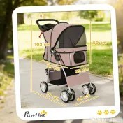 PawHut Carucior Animale Pliabil Cafeniu – 75×45×97 cm, Confort & Mobilitate | Aosom Romania 