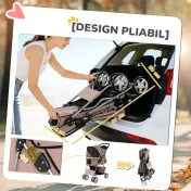 PawHut Carucior Animale Pliabil Cafeniu – 75×45×97 cm, Confort & Mobilitate | Aosom Romania 