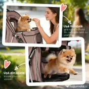 PawHut Carucior Animale Pliabil Cafeniu – 75×45×97 cm, Confort & Mobilitate | Aosom Romania 
