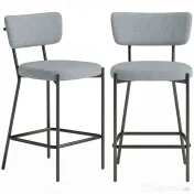 HOMCOM Set de 2 Scaune de Bar cu Spătar și Tapițate, Scaune Înalte din Material Textil cu Bară pentru Sprijinirea Picioarelor și Structură Metalică, Ușor de Asamblat, Gri Deschis | Aosom Romania 