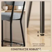 HOMCOM Set de 2 Scaune de Bar cu Spătar și Tapițate, Scaune Înalte din Material Textil cu Bară pentru Sprijinirea Picioarelor și Structură Metalică, Ușor de Asamblat, Gri Deschis | Aosom Romania 