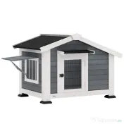 PawHut Cușcă pentru Câini Căsuță pentru Câini de Exterior din Lemn, 98x76x69.5cm | Aosom Romania