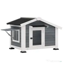 PawHut Cușcă pentru Câini Căsuță pentru Câini de Exterior din Lemn, 98x76x69.5cm | Aosom Romania
