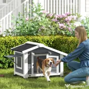 PawHut Cușcă pentru Câini Căsuță pentru Câini de Exterior din Lemn, 98x76x69.5cm | Aosom Romania