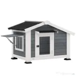 PawHut Cușcă pentru Câini Căsuță pentru Câini de Exterior din Lemn, 98x76x69.5cm