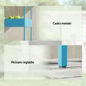 Outsunny Suport Ghivece pe 2 Niveluri din Metal în Formă de Casă, Raft pentru Plante cu Cârlig pentru Interior și Exterior, 75x35x150 cm, Verde Albastru | Aosom Romania 