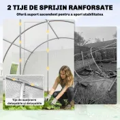 Outsunny Seră de Grădină Tip Tunel 4x3x2 m cu 2 Bare Detașabile, Uși Rulabile și Ferestre cu Plasă, Seră pentru Grădină de Legume și Flori, Structură din Oțel Zincat și Acoperire PE, Alb | Aosom Romania 