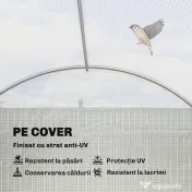Outsunny Seră de Grădină Tip Tunel 4x3x2 m cu 2 Bare Detașabile, Uși Rulabile și Ferestre cu Plasă, Seră pentru Grădină de Legume și Flori, Structură din Oțel Zincat și Acoperire PE, Alb | Aosom Romania 