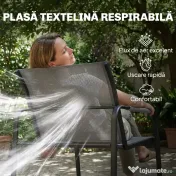 Outsunny Set de Grădină 4 Piese, Canapea cu 2 Locuri, 2 Fotolii, Măsuță din Sticlă Temperată, Gri | Aosom Romania