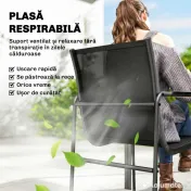 Outsunny Set Masă și Scaune de Grădină 7 Piese, Set Prânz Exterior cu Masă din Sticlă Temperată, 6 Scaune din Texteline Respirabil, Cotiere Decorative, Structură din Oțel pentru Terasă Balcon, Negru | Aosom Romania 
