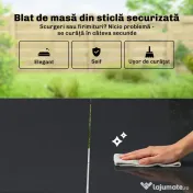 Outsunny Set Masă și Scaune de Grădină 7 Piese, Set Prânz Exterior cu Masă din Sticlă Temperată, 6 Scaune din Texteline Respirabil, Cotiere Decorative, Structură din Oțel pentru Terasă Balcon, Negru | Aosom Romania 