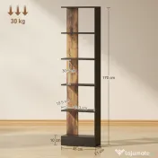 HOMCOM Raft Îngust cu 5 Etajere, Raft Economisitor de Spațiu Modern din Lemn, Bibliotecă pentru Baie, Living, Dormitor, Birou, 45x21x170 cm, Maro Rustic | Aosom Romania 