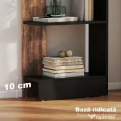 HOMCOM Raft Îngust cu 5 Etajere, Raft Economisitor de Spațiu Modern din Lemn, Bibliotecă pentru Baie, Living, Dormitor, Birou, 45x21x170 cm, Maro Rustic | Aosom Romania 