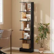 HOMCOM Raft Îngust cu 5 Etajere, Raft Economisitor de Spațiu Modern din Lemn, Bibliotecă pentru Baie, Living, Dormitor, Birou, 45x21x170 cm, Maro Rustic | Aosom Romania 