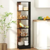 HOMCOM Raft Îngust cu 5 Etajere, Raft Economisitor de Spațiu Modern din Lemn, Bibliotecă pentru Baie, Living, Dormitor, Birou, 45x21x170 cm, Maro Rustic | Aosom Romania 
