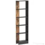 HOMCOM Raft Îngust cu 5 Etajere, Raft Economisitor de Spațiu Modern din Lemn, Bibliotecă pentru Baie, Living, Dormitor, Birou, 45x21x170 cm, Maro Rustic