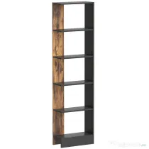 HOMCOM Raft Îngust cu 5 Etajere, Raft Economisitor de Spațiu Modern din Lemn, Bibliotecă pentru Baie, Living, Dormitor, Birou, 45x21x170 cm, Maro Rustic