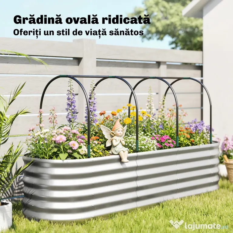 Outsunny Strat Înălțat de Grădină cu Seră și Jardinieră | Aosom Romania