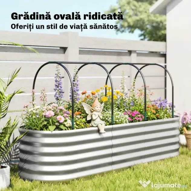 Outsunny Strat Înălțat de Grădină cu Seră și Jardinieră | Aosom Romania