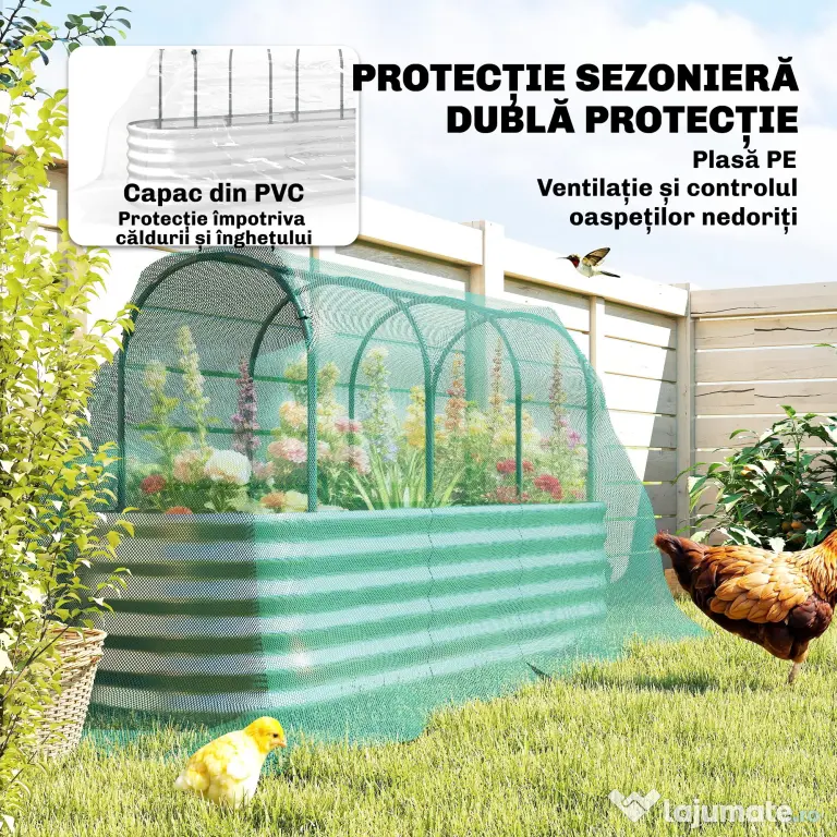 Outsunny Strat Înălțat de Grădină cu Seră și Jardinieră | Aosom Romania