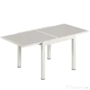 Outsunny Masă Extensibilă din Aluminiu pentru Exterior, Blat din Sticlă Temperată, Crem. | Aosom Romania