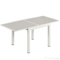 Outsunny Masă Extensibilă din Aluminiu pentru Exterior, Blat din Sticlă Temperată, Crem. | Aosom Romania