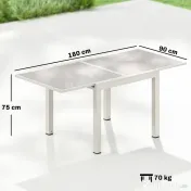 Outsunny Masă Extensibilă din Aluminiu pentru Exterior, Blat din Sticlă Temperată, Crem. | Aosom Romania