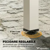 Outsunny Masă Extensibilă din Aluminiu pentru Exterior, Blat din Sticlă Temperată, Crem. | Aosom Romania