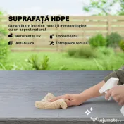 Outsunny Set Masă și Scaune Pliabile de Grădină, 5 Piese, Masă Reglabilă cu Blat HDPE Efect Lemn și 4 Scaune, Set Mobilier Exterior pentru Terasă și Balcon, Gri Închis | Aosom Romania 