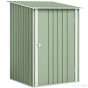 Outsunny Căsuță de Grădină 0,92m² din Oțel Galvanizat, Depozit pentru Unelte cu Ușă Blocabilă, Acoperiș Înclinat, 100x104x160 cm, Verde Deschis | Aosom Romania 