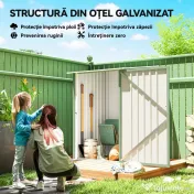 Outsunny Căsuță de Grădină 0,92m² din Oțel Galvanizat, Depozit pentru Unelte cu Ușă Blocabilă, Acoperiș Înclinat, 100x104x160 cm, Verde Deschis | Aosom Romania 