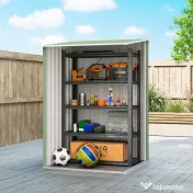 Outsunny Căsuță de Grădină 0,92m² din Oțel Galvanizat, Depozit pentru Unelte cu Ușă Blocabilă, Acoperiș Înclinat, 100x104x160 cm, Verde Deschis | Aosom Romania 